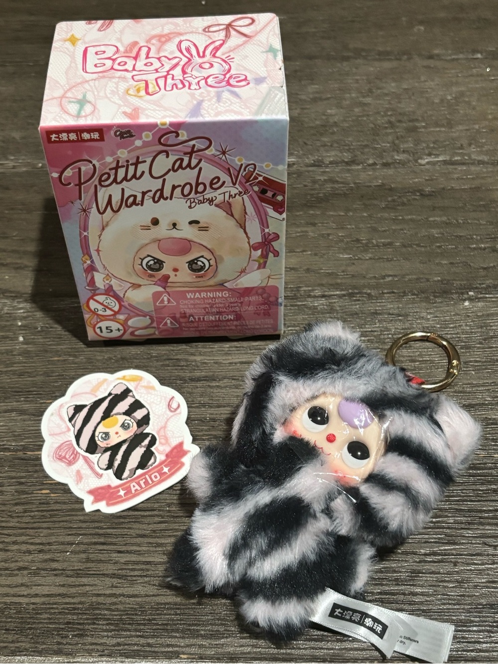 Baby Three Petit Cat Wardrobe V2 Arlo Plush Charm Confirmed Boba Eyes